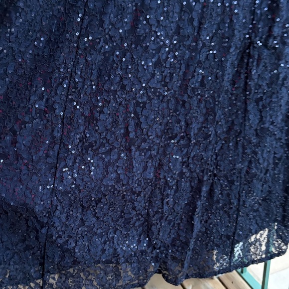 🆕 SLNY Navy Blue Sequin LaceL Dress Size 10 Gown Mother of the Bride Party - Picture 13 of 17